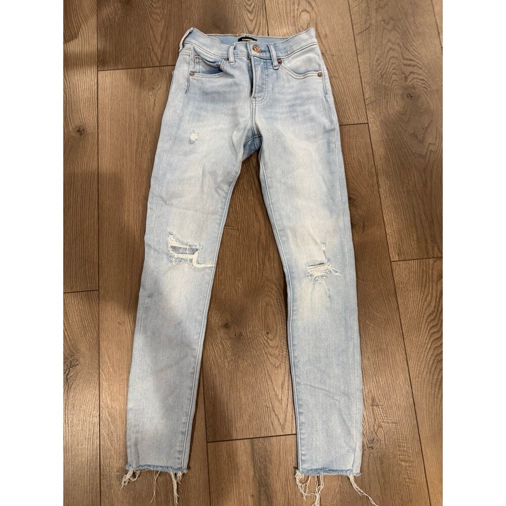 Express Women’s Ripped Mid Rise Skinny Jeans Size 00 Regular